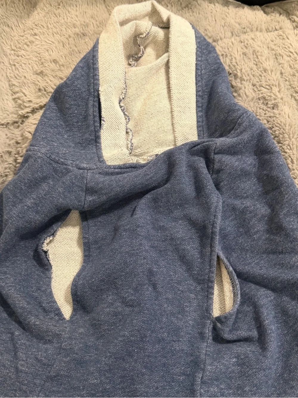 Blue and Cream Dog Hoodie (XXL) Comfortable Slip-On